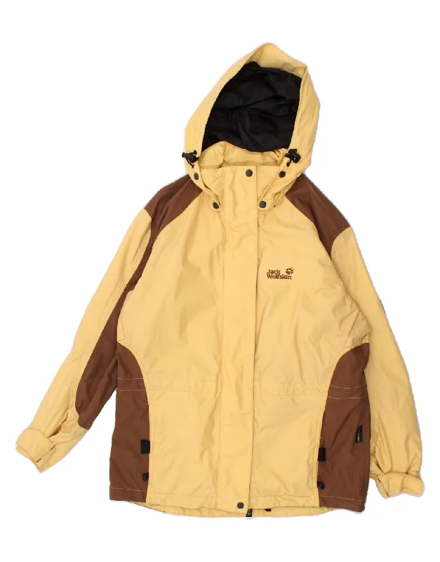 Women's Hooded CoatsJACK WOLFSKIN Womens Loose Fit Hooded Rain Jacket UK 10 Small Yellow