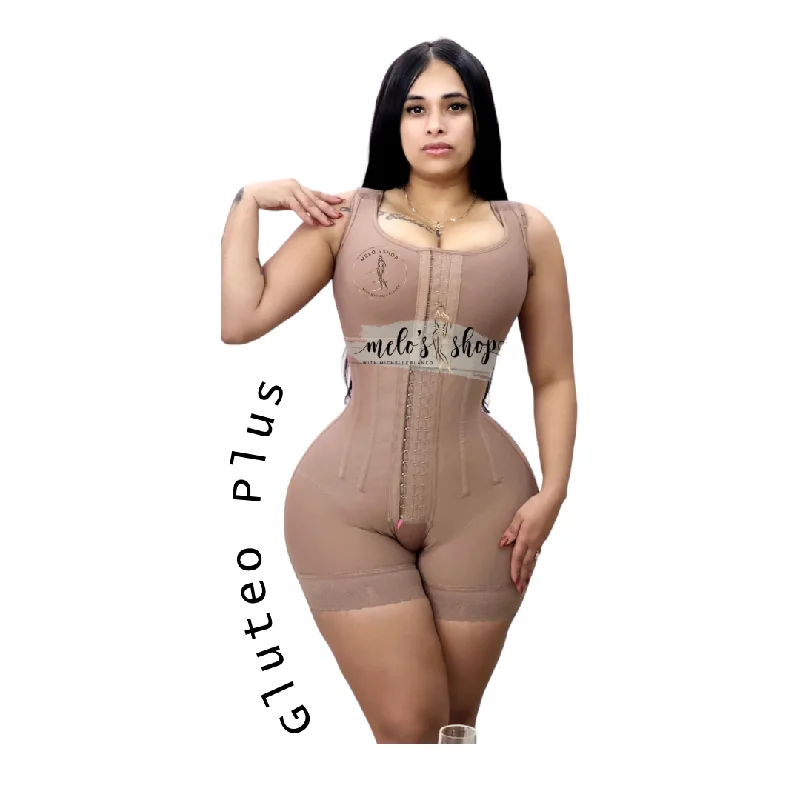 open-bust corset shapewear with adjustable straps for versatility2043 Plus En Glúteos  +Varilla + Brasier