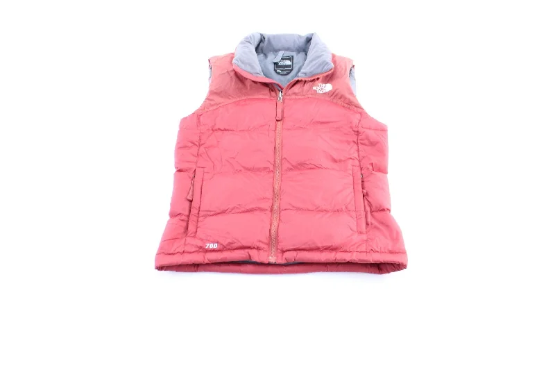 Women's Coats with Fur Trimmed SleevesWomen's The North Face 700 Embroidered Logo Red/Pink Puffer Vest