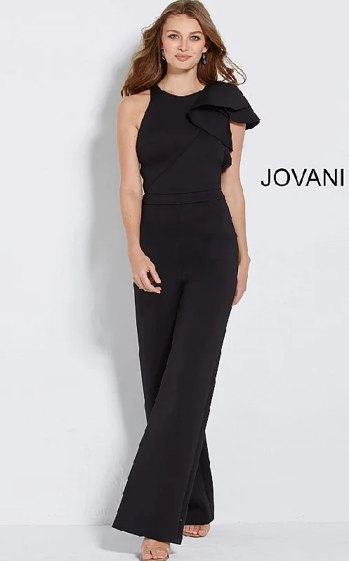 Women's Jumpsuits with Straight LegJovani 57239 Formal Ruffled Prom Jumpsuit