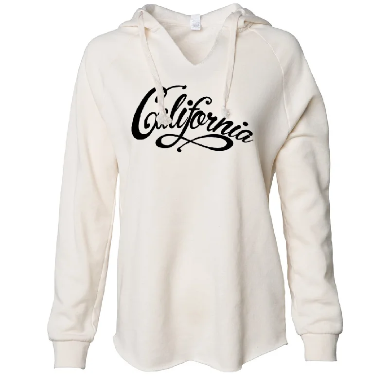 Women's Hooded Sweatshirts with Mesh LiningCalifornia Beach Script Women's Soft Hooded Pullover