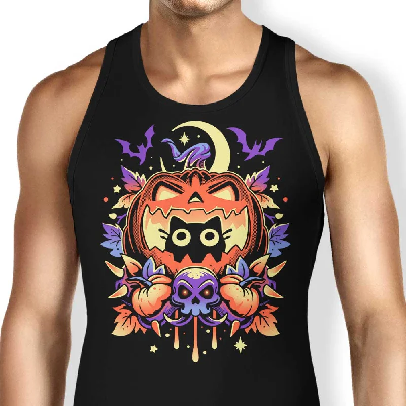 Women's Blouse with Mandarin CollarHalloween Cat - Tank Top