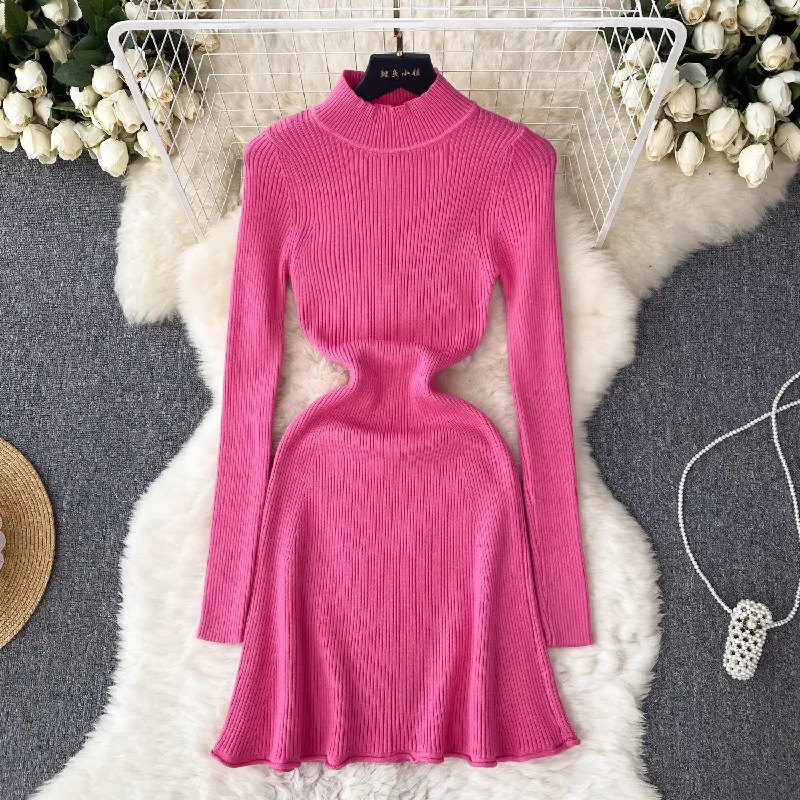 Women's Soft Skirtshot girl style solid color knitted dress women's short skirt      S4528