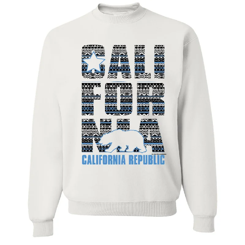 Women's Hooded Sweatshirts with DrawstringsCalifornia Republic Tribal Aztec Crewneck Sweatshirt