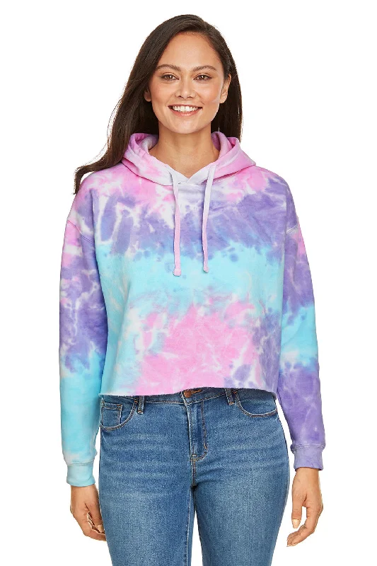 Women's Hooded Sweatshirts with Linen LiningTie-Dye Womens Cropped Hooded Sweatshirt Hoodie - Cotton Candy