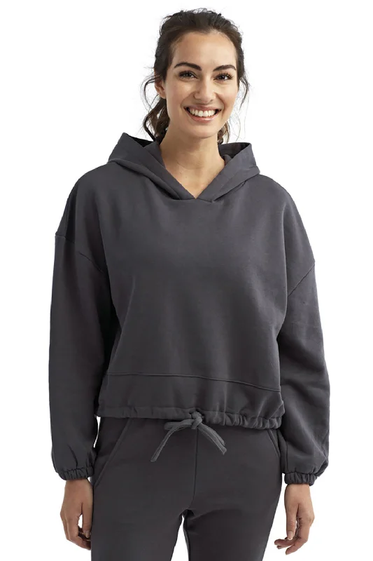 Women's Hooded Sweatshirts with Hidden PocketsTriDri Womens Maria Cropped Hooded Sweatshirt Hoodie - Charcoal Grey