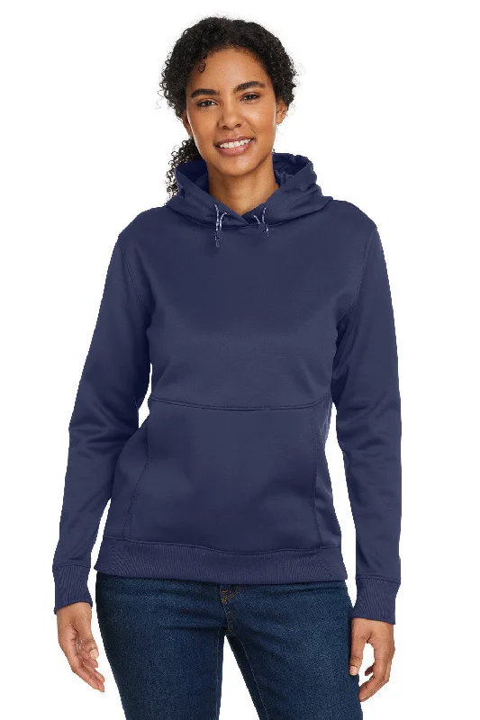 Women's Hooded Sweatshirts with Knit LiningUnder Armour Womens Storm Armourfleece Water Resistant Hooded Sweatshirt Hoodie w/ Pouch Pocket - Midnight Navy Blue