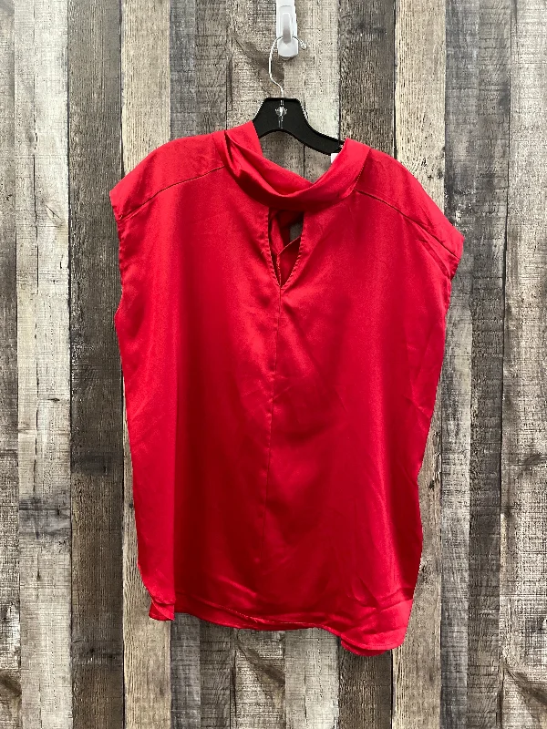 Women's Blouse with RufflesBlouse Sleeveless By New York And Co In Red, Size: Xl