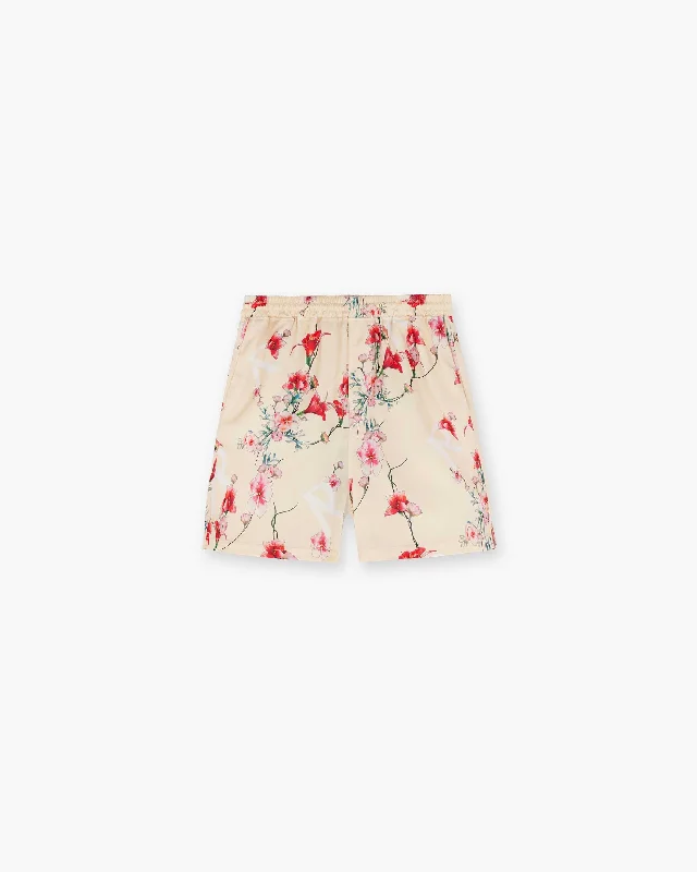 Women's Athletic ShortsFloral Shorts - Cream