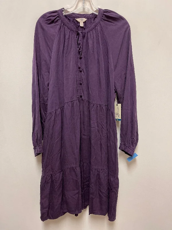 Women's Shirt Collar DressesDress Casual Midi By Terra & Sky In Purple, Size: 1x