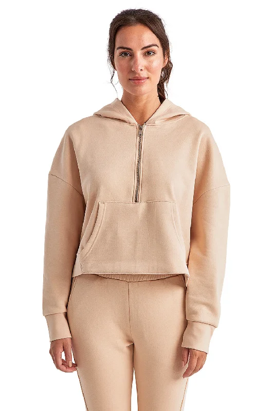 Women's Hooded Sweatshirts with Tapered WaistTriDri Womens Alice 1/4 Zip Hooded Sweatshirt Hoodie w/ Pouch Pocket - Nude