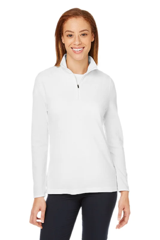 Women's Hooded Sweatshirts with Moisture-Wicking FabricDevon & Jones Womens New Classics Performance Moisture Wicking 1/4 Zip Sweatshirt - White - Closeout