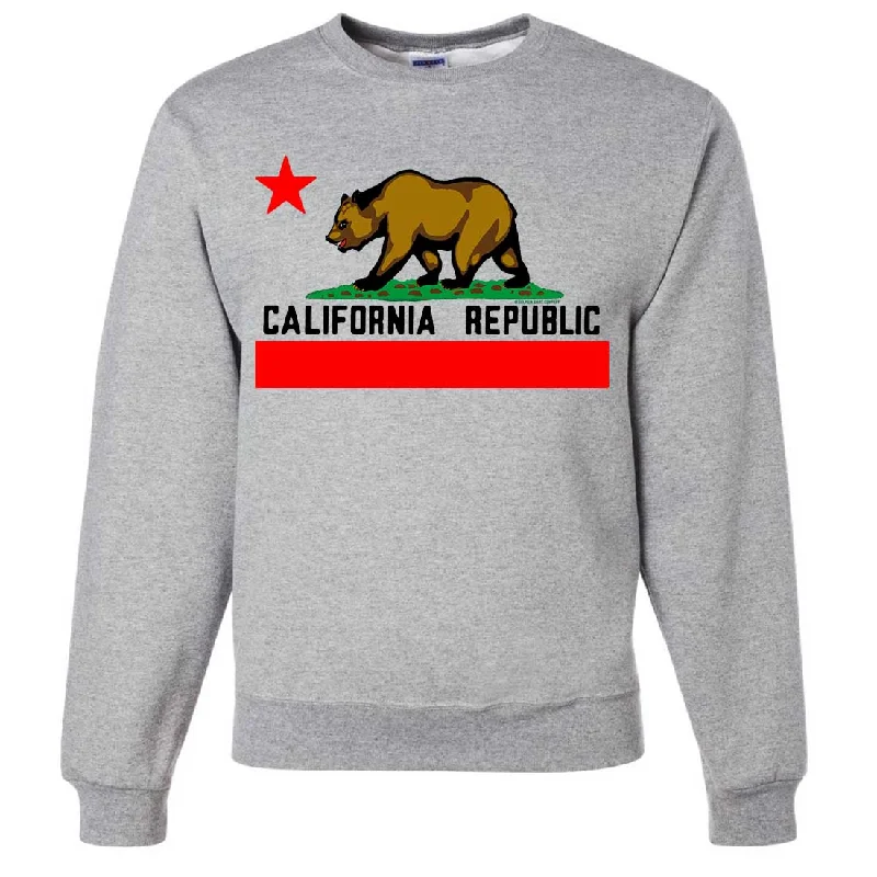 Women's Hooded Sweatshirts with Flannel LiningCalifornia Republic Borderless Bear Flag Black Text Crewneck Sweatshirt