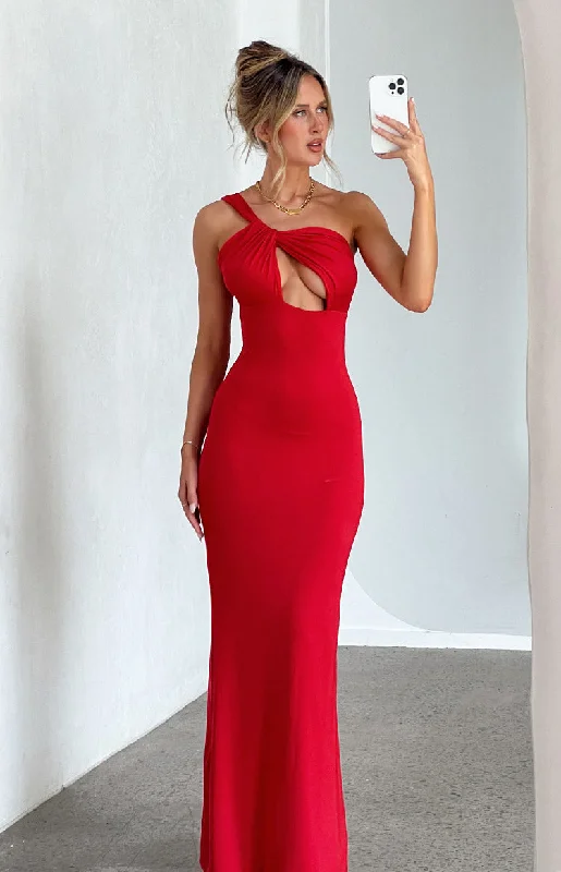 Women's Wide-Neck DressesEllis Red Maxi Dress