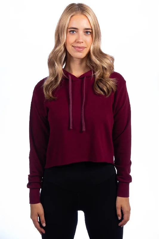 Women's Hooded Sweatshirts with Quick-Dry FabricNext Level Womens Cropped Hooded Sweatshirt Hoodie - Maroon