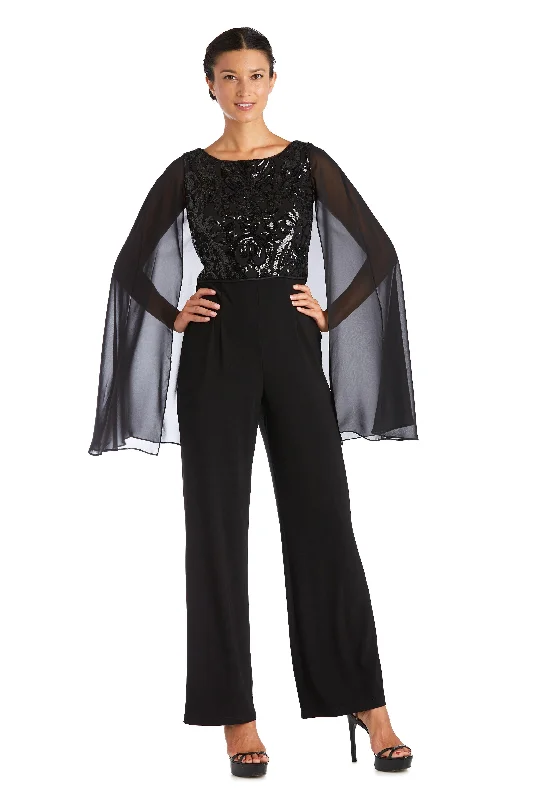 Women's Jumpsuits with Collarless NeckR&M Richards 7539 Capelet Jumpsuit Sale