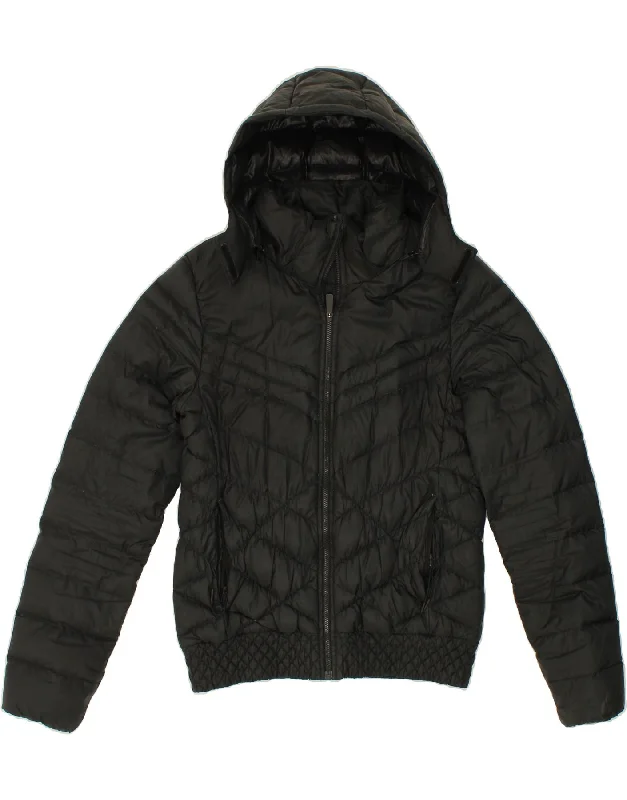 Women's Coats with Fur Trimmed ButtonsNIKE Womens Hooded Padded Jacket UK 14 Medium Black Polyester