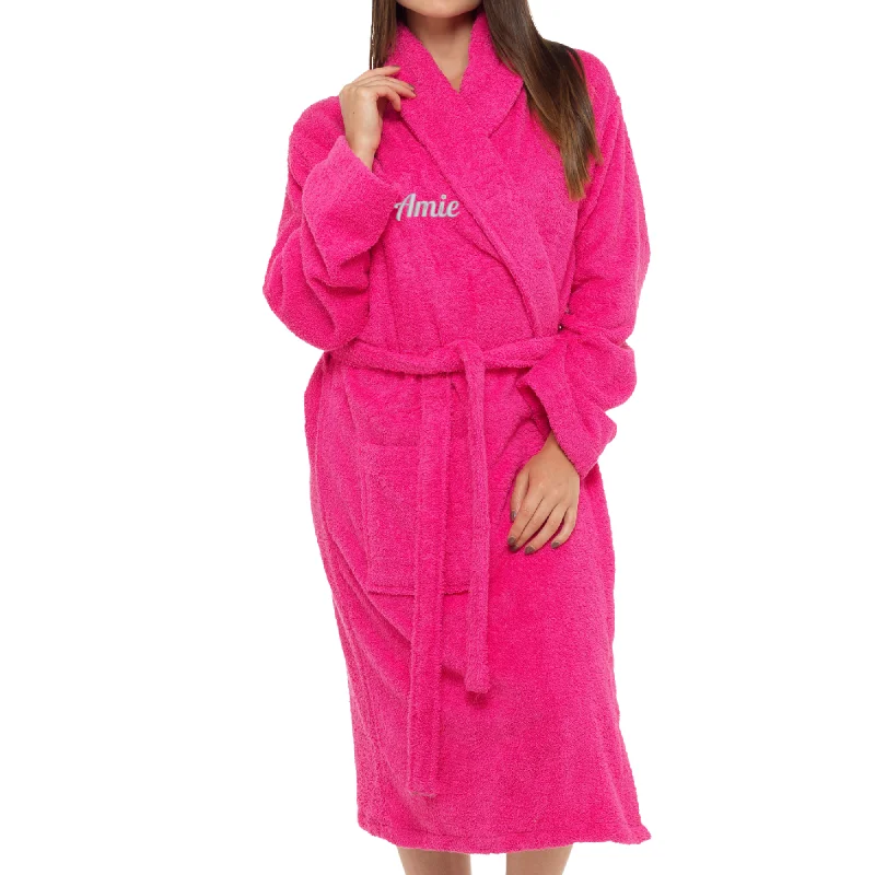 women's pajamas for loungingPink Shawl Collar Towelling Robe