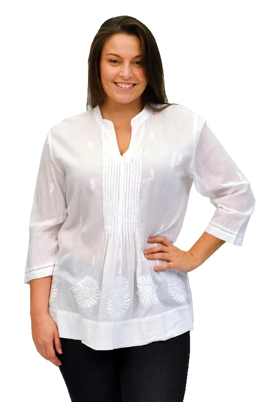 Women's Blouse with Cropped LengthLa Cera Plus Size Pleated Blouse