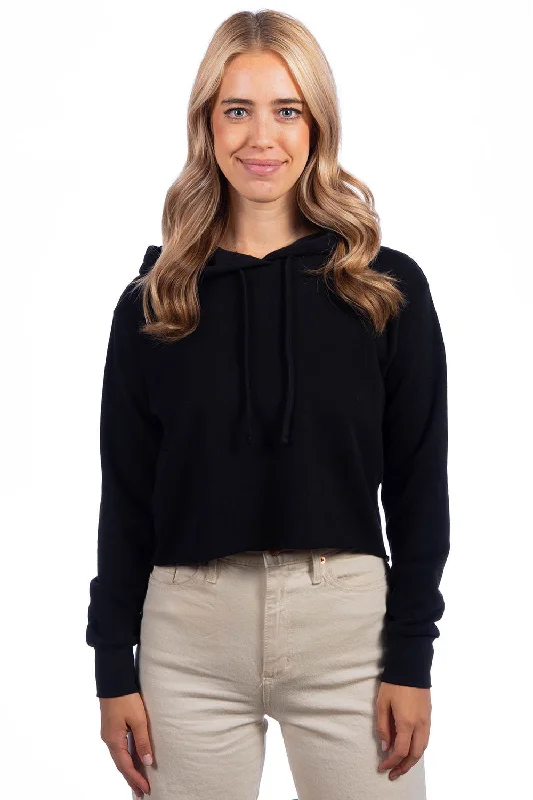 Women's Hooded Sweatshirts with Spandex LiningNext Level Womens Cropped Hooded Sweatshirt Hoodie - Black