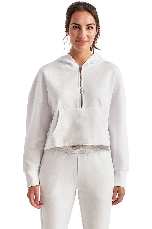 Women's Hooded Sweatshirts with Button ClosureTriDri Womens Alice 1/4 Zip Hooded Sweatshirt Hoodie w/ Pouch Pocket - White