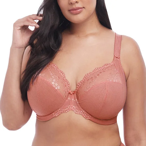 wireless lace bra with adjustable straps for versatilityElomi Charley UW Plunge Bra with Stretch - Rose Gold