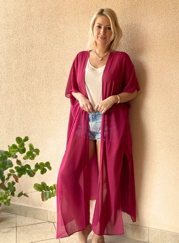 women's pajamas for campingPlain Rose kimono - 3 lengths