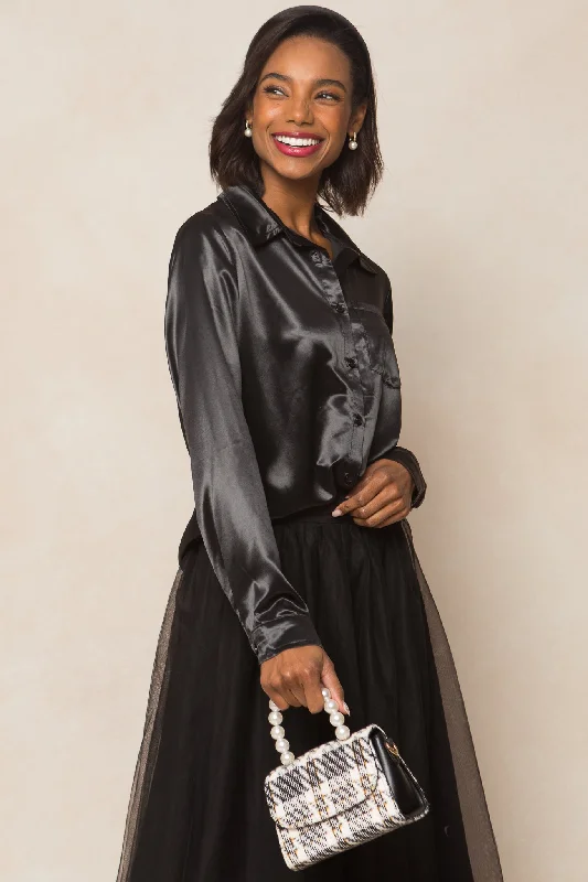 Women's Blouse with Asymmetrical HemAnita Blouse in Black - FINAL SALE