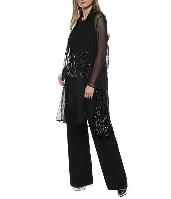 Women's Jumpsuits with Square NeckMarina Formal Two Piece Beaded Jacket Jumpsuit Set