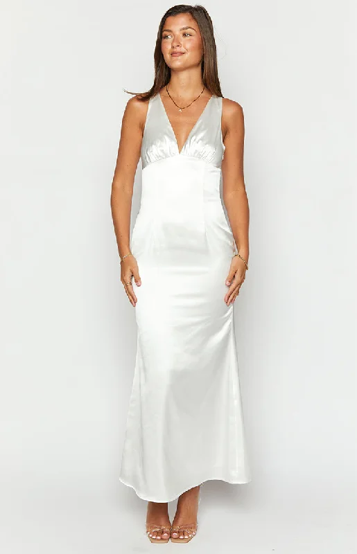 Women's Square Collar DressesClara White Maxi Dress