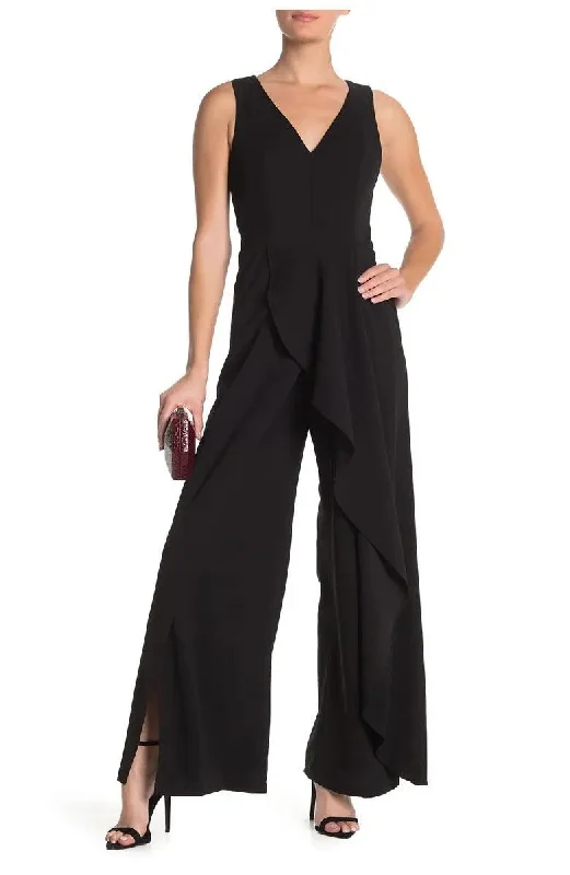 Women's Jumpsuits with U-Shaped NeckMarina Long Formal Sleeveless Ruffled Jumpsuit