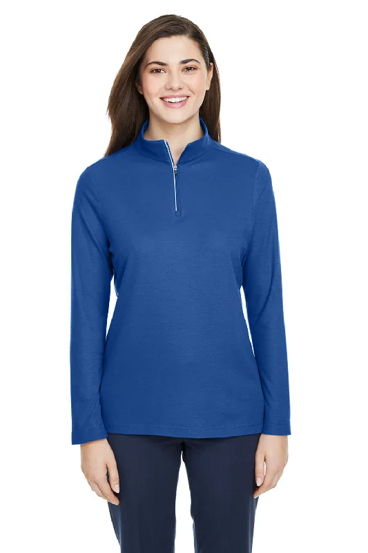 Women's Hooded Sweatshirts with Satin LiningCore 365 Womens Fusion ChromaSoft Performance Moisture Wicking Pique 1/4 Zip Sweatshirt - True Royal Blue