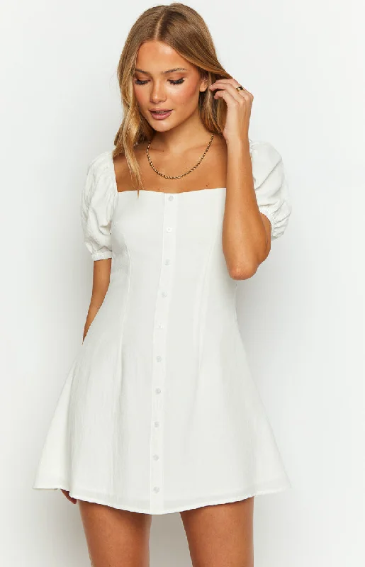 Women's V-Shaped-Neck DressesMaysen White Cap Sleeve Mini Dress