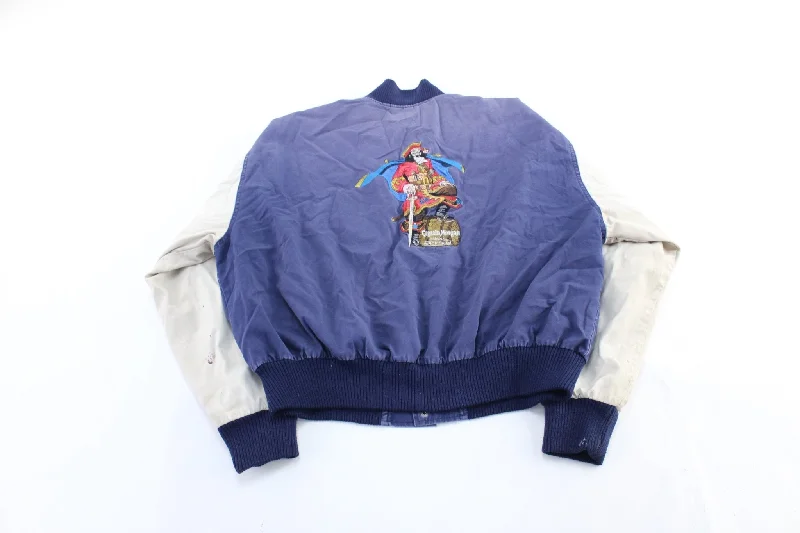 Women's Coats with Fur TrimVintage Captain Morgan Embroidered Varsity Jacket