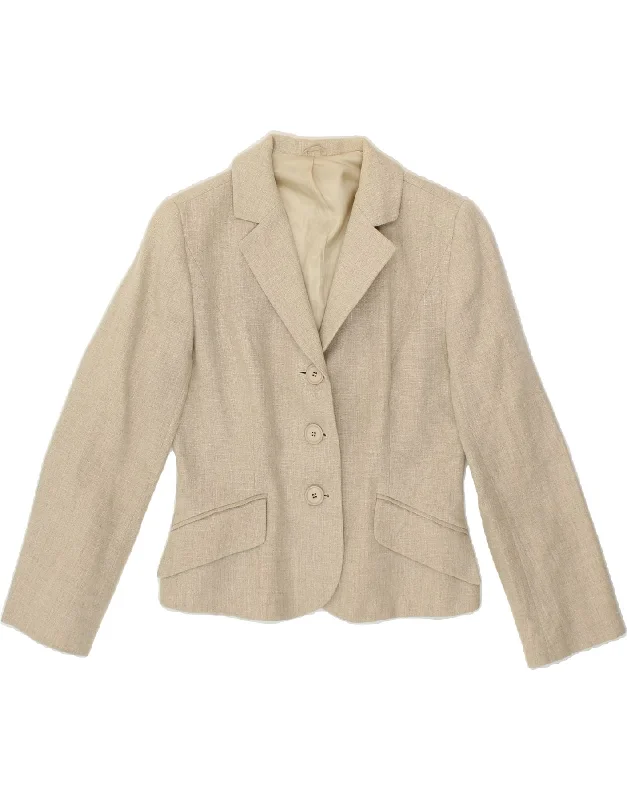 Women's Zip-Up CoatsHOBBS Womens 3/4 Sleeve 3 Button Blazer Jacket UK 10 Small Beige Linen