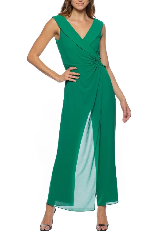 Women's Jumpsuits with Collarless DesignMarina  Sleeveless Overlay Faux Wrap Jumpsuit