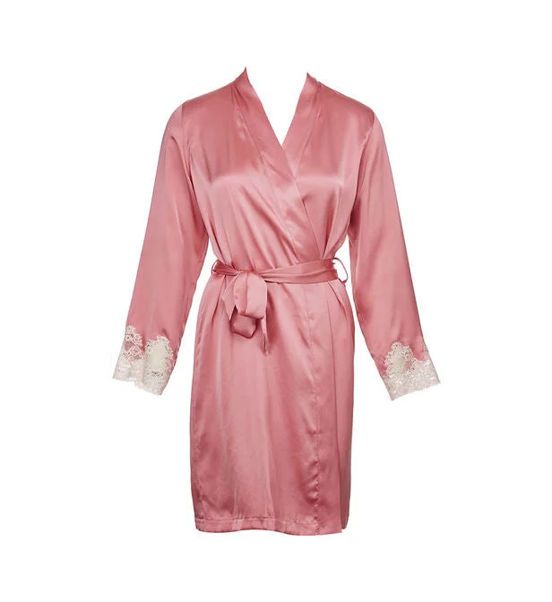 women's pajamas featuring floral embroideryAubade - CREPSCULE SATIN - Robe