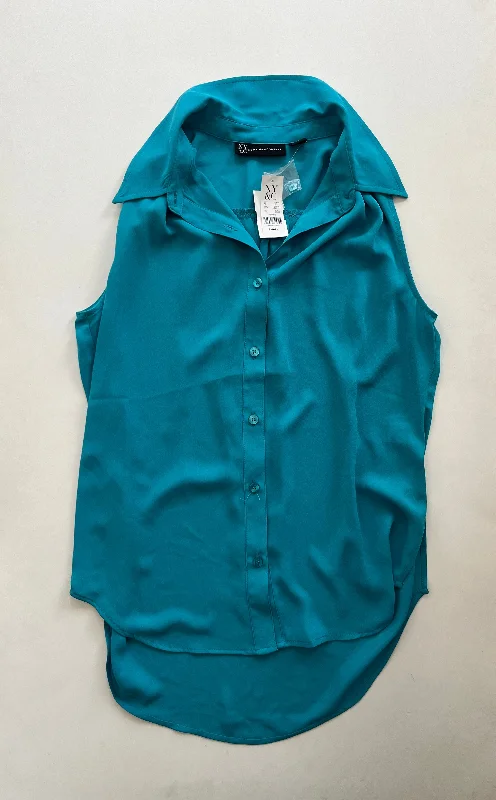 Women's Blouse with High CollarBlouse Sleeveless By New York And Co O In Turquoise, Size: S