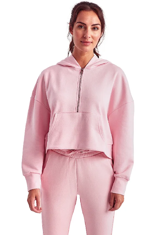 Women's Hooded Sweatshirts with Low WaistTriDri Womens Alice 1/4 Zip Hooded Sweatshirt Hoodie w/ Pouch Pocket - Light Pink