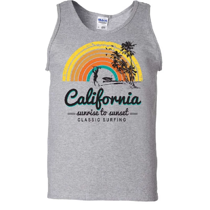 Women's Hooded Sweatshirts with Tweed LiningCalifornia Classic Sunrise Surfing Asst Colors Tank Top