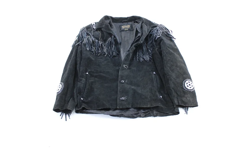 Women's Denim CoatsVintage Scully Black Fringed Suede Jacket