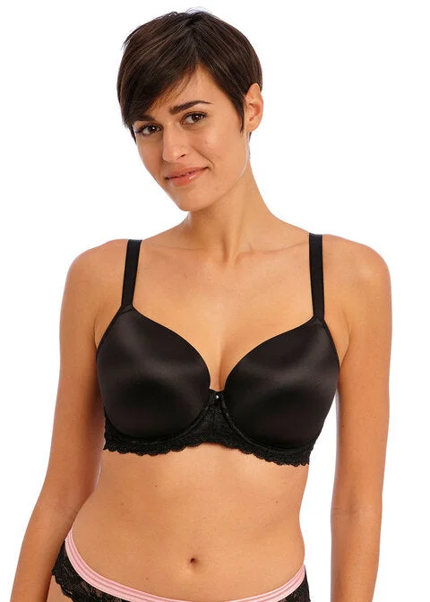 seamless bra for sensitive skinOffbeat Black Uw Moulded Demi T-shirt Bra