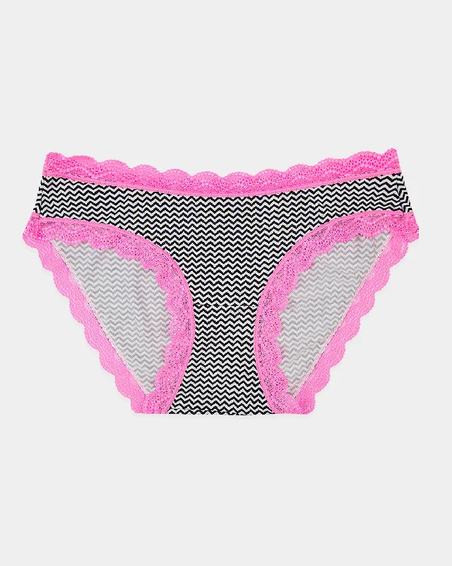 stretch lace panties with a sheer overlay and high-cut legs for a seductive flairThe Original Brief - Chevron