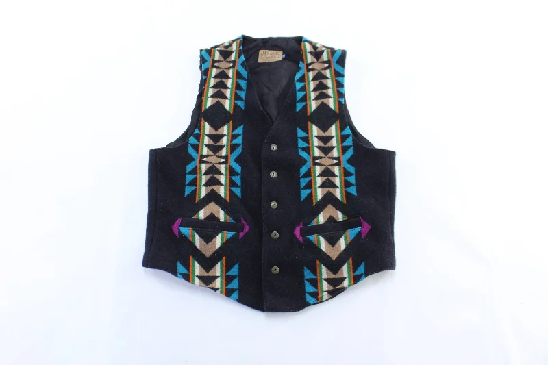 Women's Coats with Fur Trimmed PocketsVintage Pendleton High Grade Western Wear Aztec Vest