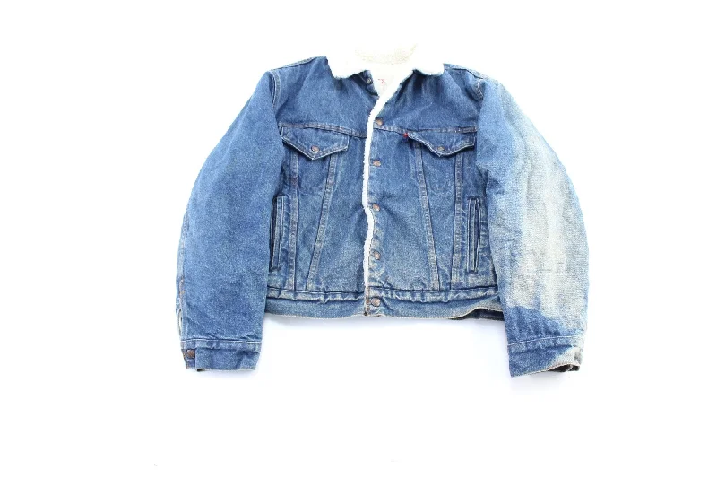 Women's Coats with Fur Trimmed Collar80's Levi's Sherpa Lined Denim Trucker Jacket