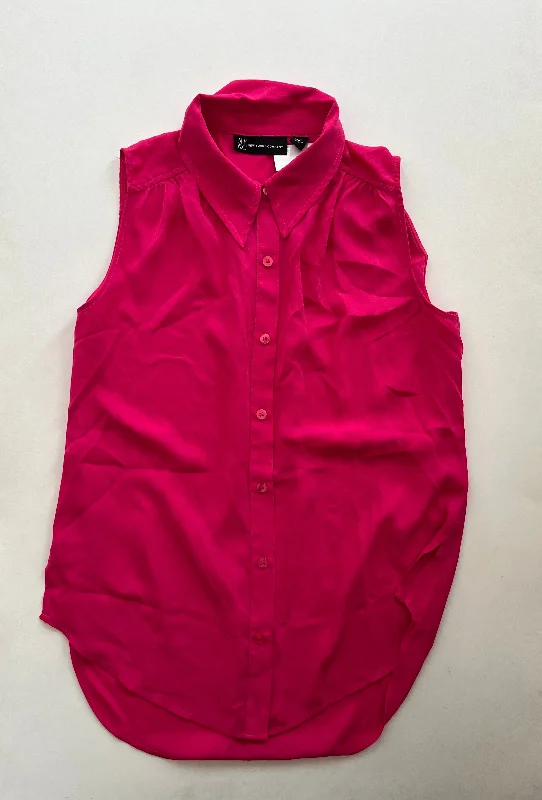 Women's Blouse with Narrow CollarBlouse Sleeveless By New York And Co O In Pink, Size: S