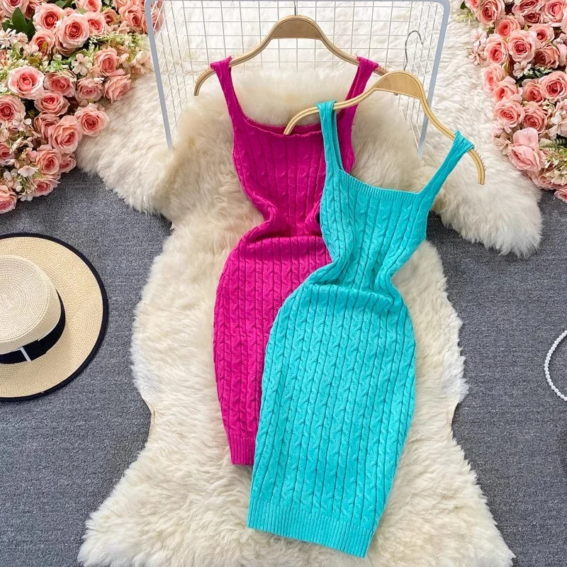 Women's Knit Skirtswomen's knitted vest skirt suspender dress    S4428