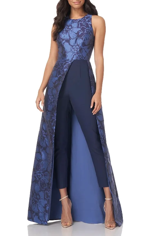 Women's Jumpsuits with Mandarin CollarBlue Twilight 10 Kay Unger 5545162 Sleeveless Two Tone Formal Jumpsuit Sale