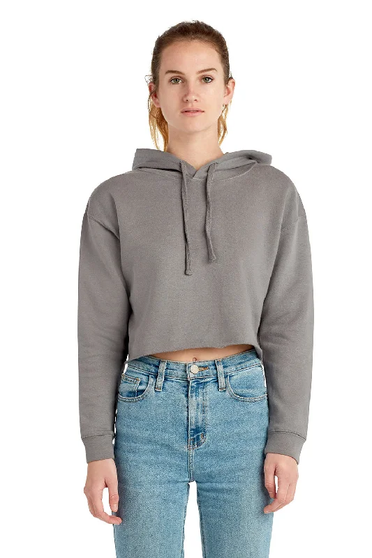 Women's Hooded Zip-Up SweatshirtsLane Seven Womens Cropped Fleece Hooded Sweatshirt Hoodie - Storm Grey