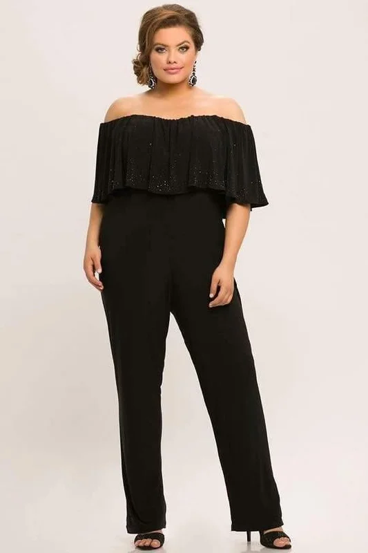 Women's Jumpsuits with Wide LegSydneys Closet Formal Off Shoulder Jumpsuit